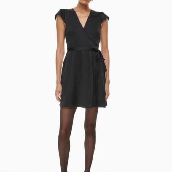 Wilfred Aritzia Lace Wrap Dress Black XS - Picture 2 of 7